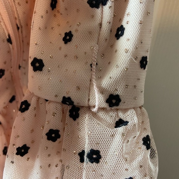 Girls my michelle Sleeveless Glitter Pink Black Floral Polka Dot Party Dress 16 - Picture 7 of 9